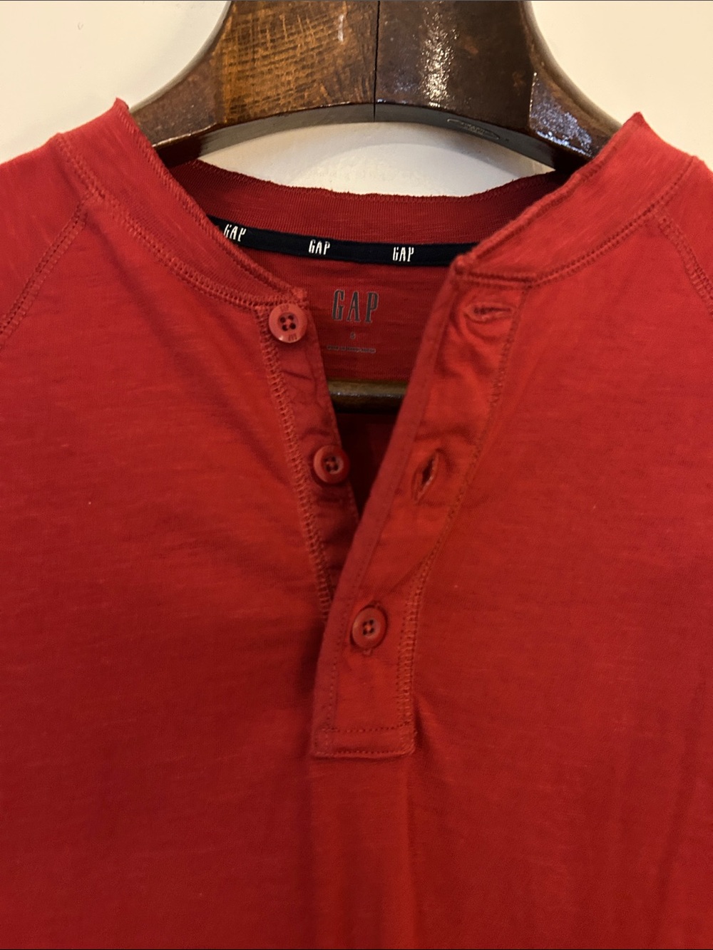 GAP Men’s Red Long-Sleeve Henley Shirt